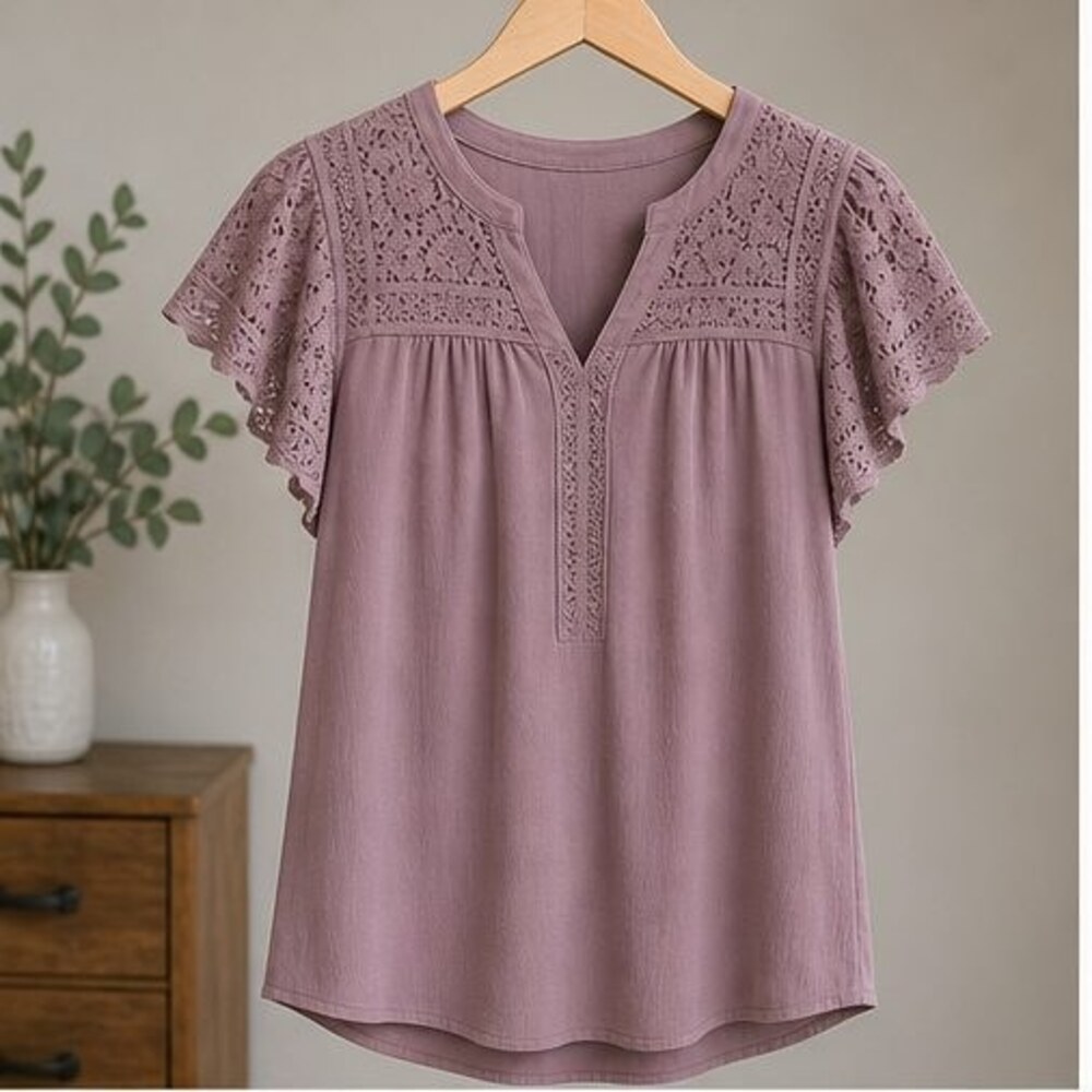 Mauve V Neck Top